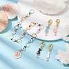 5Pcs Cat & Paw Print Alloy Enamel Pendant Knitting Row Counter Chains & Locking Stitch Markers Kits HJEW-JM01630-2