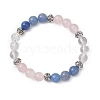 Round Natural Mixed Gemstone and Alloy Beaded Stretch Bracelets for Women BJEW-TA00558-2