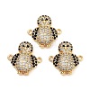 Rack Plating Brass Micro Pave Clear & Black Cubic Zirconia Penguin Connector Charms KK-Z064-41G-1