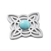 304 Stainless Steel Pave Synthetic Turquoise Pendants STAS-I327-14P-02-2