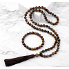Natural Tiger Eye Round Beaded Pendant Necklaces & Bracelets Sets FS-WG9D102-06-1