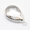 Silver Color Plated Brass Glass Teardrop Pendants GLAA-J017C-S-4