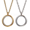 2Pcs 2 Colors Valentine's Day 304 Stainless Steel Flat Roun Loket Pendant Couple Necklaces for Women Men NJEW-JN05125-1