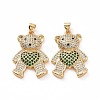 Brass Micro Pave Clear Cubic Zirconia Pendants ZIRC-F135-26G-01-2