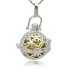 Silver Color Plated Brass Hollow Round Cage Pendants KK-J216-08S-1