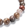 Natural Petrified Wood Stretch Beaded Bracelets G-A185-01O-3