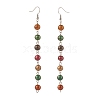 Imitation Tiger Eye Round Beaded Long Tassel Dangle Earrings EJEW-JE04763-2