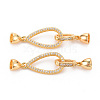 Brass Micro Pave Clear Cubic Zirconia Fold Over Clasps KK-S354-316-NF-1