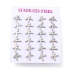 Tarnish Resistant 304 Stainless Steel Greek Alphabet Stud Earrings STAS-D007-07P-14-3