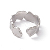 304 Stainless Steel Heart Wrap Open Cuff Ring for Women RJEW-C045-15P-3