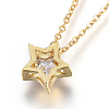 304 Stainless Steel Brass Cubic Zirconia Pendant Necklaces NJEW-O108-13-3