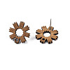 Walnut Wood Stud Earring Findings MAK-N032-039-3