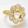 Adjustable Brass Micro Pave Clear Cubic Zirconia Finger Ring Components ZIRC-I049-14G-1