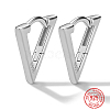 Triangle Rhodium Plated 925 Sterling Silver Hoop Earrings JU6121-1-1