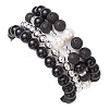 Natural Obsidian and Natural Lava Rock Bracelets Set for Women Men BJEW-JB11097-5