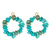 2Pcs Dyed Synthetic Turquoise Chip Beaded Pendants PALLOY-TAC0232-01-1
