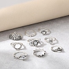 9Pcs Boho Alloy Rhinestone Plain Band Rings PW-WG2EE61-01-4