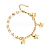 201 Stainless Steel Star Charm Bracelet BJEW-A126-17G-1