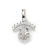 925 Sterling Silver Pave Clear Cubic Zirconia Crown Flower Pendant Bails STER-P068-03P-1