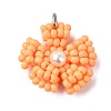 Glass Seed Beaded Daisy Pendants PALLOY-MZ00462-02-1