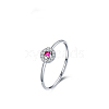 Flower Rhodium Plated 925 Sterling Silver Micro Pave Cubic Zirconia Finger Rings WGB6ED8-01-2