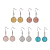 5 Pair 5 Color Bling Resin Flat Round Dangle Earrings EJEW-JE05155-1