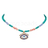 Horse Eye Alloy Enamel Pendant Necklace NJEW-JN04389-1