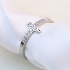 Cross Stainless Steel Micro Pave Clear Cubic Zirconia Finger Rings for Women FS-WG88B59-01-3