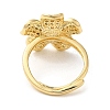 Rack Plating Flower Brass Micro Pave Clear Cubic Zirconia Adjustable Rings RJEW-S413-01G-3