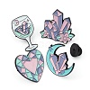 4Pcs 4 Style Heart & Flower & Moon & Wine Glass Enamel Pin JEWB-FS0001-04-3