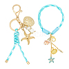 2Pcs Starfish Polyester Pendant Decorations & Keychains HJEW-AR00038-1
