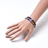 Two Loops Natural Lapis Lazuli(Dyed) & Natural/Synthetic Mixed Stone Beads Warp Stretch Bracelets BJEW-JB04223-05-4