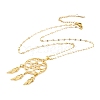 Woven Net/Web with Feather 304 Stainless Steel Pendant Necklaces for Women NJEW-G087-07G-3