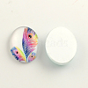 Feather Pattern Glass Flatback Oval Cabochons for DIY Projects X-GGLA-R022-25x18-24-2