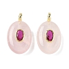 Natural Rose Quartz & Cubic Zirconia Pendants G-Z076-01G-20-1