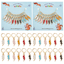 12Pcs 6 Colors Alloy Enamel Lightning Bolt Charm Locking Stitch Markers HJEW-PH01683