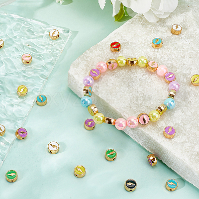 96Pcs 8 Colors Alloy Enamel Beads FIND-SC0014-52-1