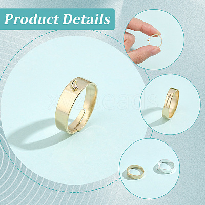 20Pcs 2 Colors Adjustable Brass Finger Rings Setting for Hanging Pendant KK-BBC0027-80-1