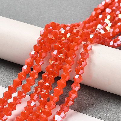 Opaque Solid Color Electroplate Glass Beads Strands GLAA-F029-P4mm-A03-1