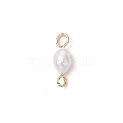 Natural Cultured Freshwater Pearl Potato Links Connector Charms PALLOY-JF04173-02-1