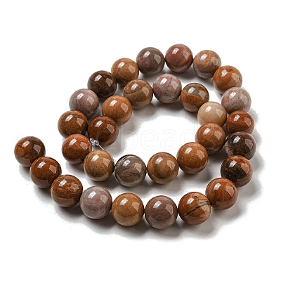 Natural Petrified Wood Round Bead Strands G-F266-08-8mm-1