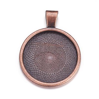 Flat Round Alloy Pendant Cabochon Settings PALLOY-A15654-R-1