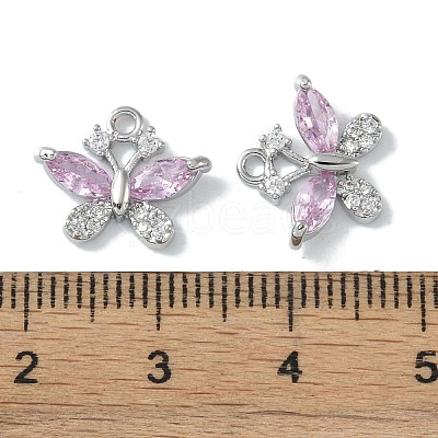 Brass Micro Pave Clear Cubic Zirconia Charms KK-H482-09P-03-1