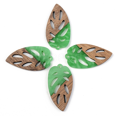 Opaque Resin & Walnut Wood Pendants RESI-S389-048A-C03-1