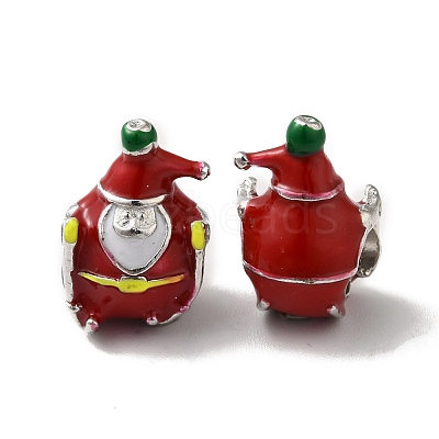 Christmas Theme Alloy Enamel European Beads PALLOY-D058-01P-04-1