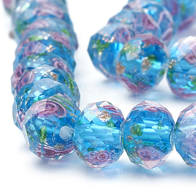 Handmade Gold Sand Lampwork Beads Strands LAMP-R141-12mm-04-1