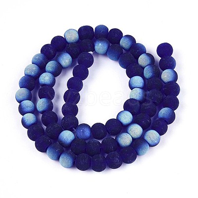 Frosted Transparent Glass Beads Strands GLAA-T032-T6mm-MBB15-1