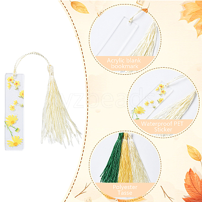 DIY Acrylic Blank Rectangle with Polyester Tassel Bookmark Making Kits DIY-YW0010-86A-1