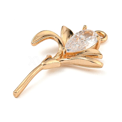 Brass Micro Pave Clear Cubic Zirconia Pendants ZIRC-U003-01G-04-1