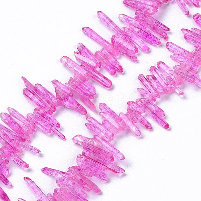 Natural Crackle Quartz Crystal Dyed Beads Strands G-I345-03A-1
